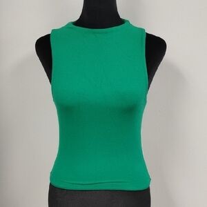 Live In The Moment Women's Kelly Green Sleeveless Tabk, Sz S